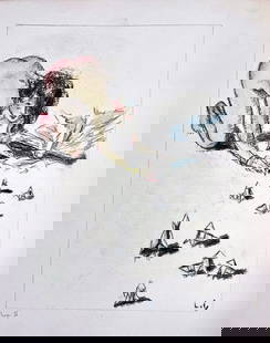 Louis Icart - Untitled Watercolor. (Original Painting on Paper): Artist: Louis Icart Title: Untitled Watercolor. (Original Painting on Paper) Year: 1935 Dimensions: 7 3/8 x 9 1/4 in. Edition: One-of-a-Kind Watercolor Painting on Paper. <