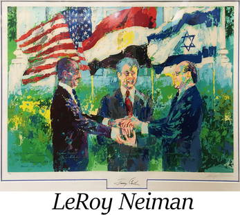 LeRoy Neiman - White House Egyptian Israeli Peace Treaty: Artist: LeRoy NeimanTitle: White House Egyptian Israeli Peace TreatyYear: 1980Dimensions: 26 1/2 x 38 inEdition: From the limited editionMedium: Serigraph on paperCondition: ExcellentSignature