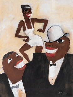 Paul Colin - Untitled (Josephine Baker): Artist: Paul Colin Title: Untitled (Josephine Baker) Dimensions: 61 1/4 x 47 1/4 in. Edition: Original work of art Medium: Oil on Board Condition: Excellent