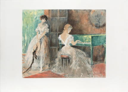 Louis Icart - Summer Music, Piano: Artist: Louis IcartTitle: Summer Music, PianoYear: 1953Dimensions: 13 1/2 x 16 3/4 in.Edition: From the rare limited editionMedium: Origial lithograph on paperCondition: ExcellentHand signedComes