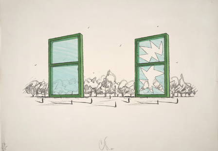 Claes Oldenburg - Proposal For A Civic Monument In The Form Of Two Windows: Artist: Claes OldenburgTitle: Proposal For A Civic Monument In The Form Of Two WindowsYear: 1982Dimensions: 28 x 40 in.Edition: 57 from the limited edition of 75Publisher: Anthology Film Archives,