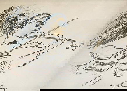 Andre Hambourg - Musicians: Artist: Andre Hambourg Title: Musicians Dimensions: 7in. by 5 1/2in. Edition: A rare unique one of a kind work of art Medium: Original Crayon and ink on paper Condi