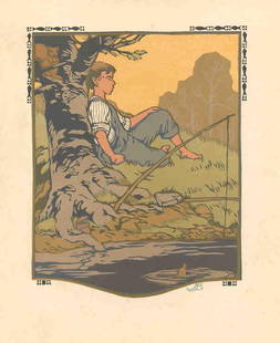 Gustave Baumann - July: Artist: Gustave Baumann Title: July Year: 1912 Dimensions: 8  Comes with Letter of Authenticity, Guaranteed in Perpetuity