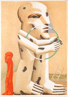Horst Antes - Gefleckte Figur mit Reif: Artist: Horst Antes Title: Gefleckte Figur mit Reif Dimensions: 16 1/2in. by 11 3/4in. Edition: From the limiteds edition Publisher: Die Galerie Suite: Die Kunst der Graphi
