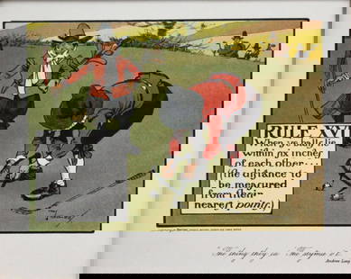 Chas Crombie - The Rules of Golf XVI: Artist: Chas CrombieTitle: The Rules of Golf XVIYear: c. 1905 Publisher: Perrier Dimensions: 10in. by 12in.Edition: From the rare limited editionMedium: Original lithograph on paperCondition: