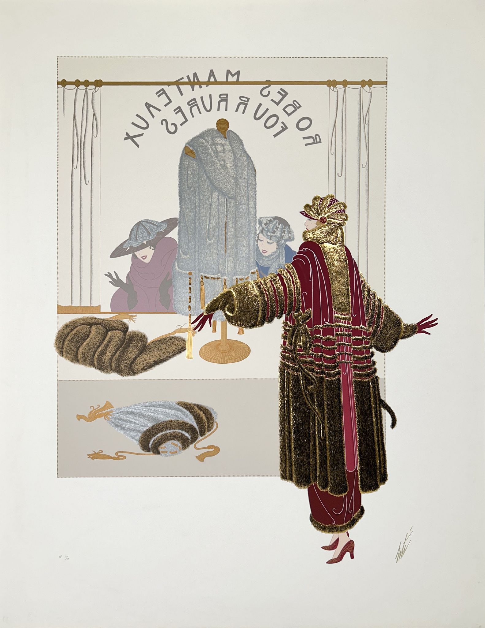 Erte - Paris Boutique: Artist: Erte Title: Paris Boutique Year: 1990 Dimensions: 33 x 25 1/2 in. Edition: 13 from the limited Artist Proof edition of 50, aside from the edition of 300 Pub