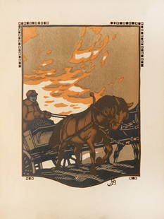 Gustave Baumann - February: Artist: Gustave Baumann Title: February Year: 1912 Dimensions: 10in. by 8.5in. Edition: From the rare limited edition Publisher: The Bobbs Merrill Company Indianapolis