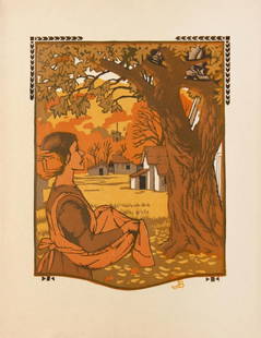 Gustave Baumann - October: Artist: Gustave Baumann Title: October Year: 1912 Dimensions: 10in. by 8.5in. Edition: From the rare limited edition Publisher: The Bobbs Merrill Company Indianapolis <