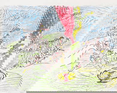 Roberto Matta - The Golden Bull: Artist: Roberto Matta Title: The Golden Bull Year: 1976 Dimensions: 26 1/2in. by 21in. Edition: From the rare limited edition Suite: Mourlot Paris Me