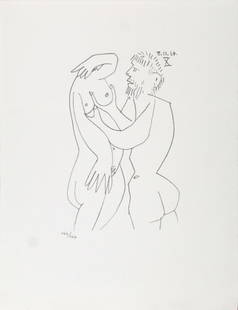 Pablo Picasso (After)- Untitled (8.10.64 X): Artist: Pablo Picasso (After)Title: Untitled (8.10.64 X)Year: 1970Dimensions: 13in. by 10in.Edition: From the rare limited edition of 666Publisher: Harry N. Abrams Inc New YorkSuite: Le Gout du