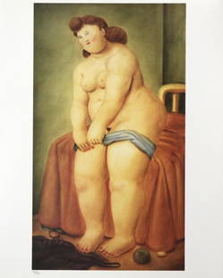 Fernando Botero (After) - Woman Dressing: Artist: Fernando Botero (After)Title: Woman Dressing Year: 1984Dimensions: 13in. by 15.75in.Edition: From the rare limited editionPublisher:editions de la Difference, pub.Medium: Original offset