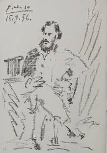 Pablo Picasso - Portrait of Leon Tolstoi: Artist: Pablo PicassoTitle: Portrait of Leon TolstoiYear: 1954Dimensions: 6in. by 8.5in.Edition: From the rare limited edition of 3000Publisher: Mourlot Freres ParisSuite: La Guerre et la PaixMedium: