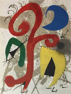 Joan Miro - Frontispiece for Hommage a Teriade: Artist: Joan MiroTitle: Frontispiece for Hommage a TeriadeYear: 1973Dimensions: 13in. by 9 1/4in.Edition: From the Rare Limited EditionPublisher: MourlotSuite: Hommage a TeriadeMedium: Lithograph in
