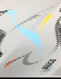 Fereydoun Hoveyda - Untitled: Artist: Fereydoun Hoveyda Title: UntitledYear: 1974Dimensions: 8.5in. by 11in.Edition: From the Rare Limited Edition of 1000Publisher: World Federation of United Nations AssociationsMedium: Serigraph