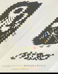 Joan Miro - Kaiser Wilhelm Museum Poster: Artist: Joan MiroTitle: Kaiser Wilhelm Museum PosterYear: 1954Dimensions: 20in. by 15 3/4in.Edition: From the rare limited editionMedium: Offset lithograph in colors on paperCondition:
