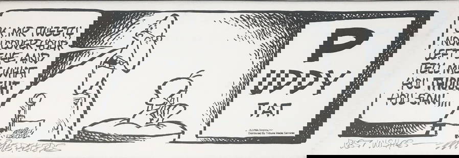 Mike Peters - Puddy Tat: Artist: Mike PetersTitle: Puddy TatYear: 1994Dimensions: 16in. by 20in.Edition: From the Rare Limited EditionPublisher: Grimmy IncMedium: Serigraph on PaperCondition: ExcellentSignature Details: Hand
