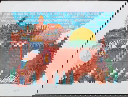 Amram Ebgi - Wailing at the Wall: Artist: Amram EbgiTitle: Wailing at the WallDimensions: 29in. by 23in.Edition: Ffrom the rare limited edition of 350Medium: Lithograph on paperCondition: MintSignature Details: Hand signed by the