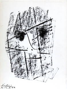 Pablo Picasso - Cubist Portrait of Kahnweiler: Artist: Pablo PicassoTitle: Cubist Portrait of KahnweilerYear: 1964Dimensions: 11 5/8in. by 8 7/8in.Edition: From the rare limited editionSuite: Pour KahnweilerMedium: Original lithograph on