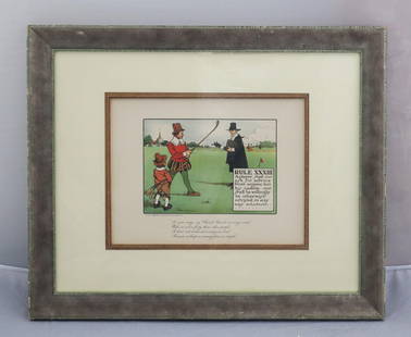 Chas Crombie - The Rules of Golf XXXIII: Artist: Chas CrombieTitle: The Rules of Golf XXXIIIYear: c. 1905Dimensions: 10in. by 12in.Edition: From the rare limited editionPublisher: Perrier; Bemrose and Sons London 1905Suite: Rules of