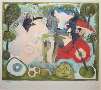 Pablo Picasso (After) - Untitled from "Les Dejeuneres": Artist: Pablo Picasso (After)Title: Untitled from "Les Dejeuneres" Year: 1962Dimensions: 14 1/2in. by 10 1/4in.Edition: From the rare limited edition of 150Publisher: Andre Sauret ParisSuite: Les