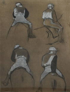Edgar Degas (After) - Etude de Quatre Jockeys de Dos: Artist: Edgar Degas (After)Title: Etude de Quatre Jockeys de DosYear: 1957Dimensions: 7 1/2in. by 11 1/2in.Edition: 148 from the rare limited edition of 600Suite: Degas: Pastels et DessinsMedium: