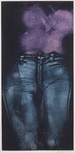 George Segal - Girl in Violet Shirt Front View: Artist: George Segal Title: Girl in Violet Shirt Front View Year: 1975 Dimensions: 43 1/2in. by 21 3/8in. Edition: Numbered from the rare limited edition of 47 Publ