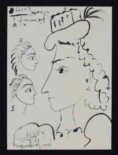 Pablo Picasso (After) - Untitled (10.3.59): Artist: Pablo Picasso (After) Title: Untitled (10.3.59) Year: 1961 Dimensions: 10.5in. by 14.5in. Edition: From the rare limited edition Suite: Toros y Toreros<