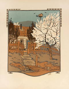 Gustave Baumann - April: Artist: Gustave Baumann Title: April Year: 1912 Dimensions: 10in. by 8.5in. Edition: From the rare limited edition Publisher: The Bobbs Merrill Company Indianap
