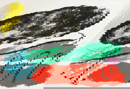Joan Miro - L'astre Patagon: Artist: Joan MiroTitle: L'astre PatagonYear: 1960Dimensions: 15in. by 22in.Edition: Fromt he rare limited editionPublisher: Maeght ParisSuite: Derriere le MiroirMedium: Color lithograph on