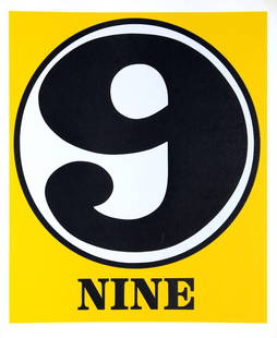 Robert Indiana - Nine: Artist: Robert Indiana Title: Nine Year: 1968 Dimensions: 10in. by 8.25in. Edition: From the limited edition of 2500 Publisher: Edition Domberger Stuttgart