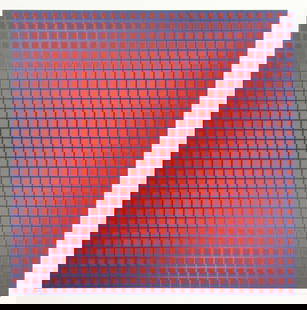 Julian Stanczak - Compounded Red: Artist: Julian StanczakTitle: Compounded RedYear: 1980Dimensions: 23 1/2 x 23 1/2 in.Edition: From the Rare Limited EditionPublisher: Eugene Schuster London ArtMedium: Screenprint in ColorsCondition: