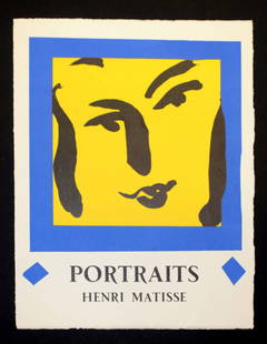 Henri Matisse - Portraits Portfolio Cover: Artist: Henri Matisse Title: Portraits Portfolio Cover Year: 1955 Dimensions: 9.75in. by 12.25in. Edition: From the rare limited edition Publisher: Monte-Carlo: