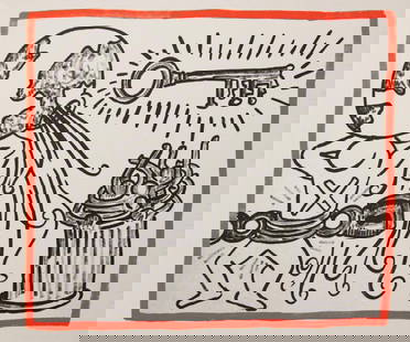 Keith Haring - Untitled: Artist: Keith Haring Title: Untitled Year: 1990 Dimensions: 8.75in. by 10.25in. Edition: From the rare limited edition of 500 Publisher: Bebert Publishing House Su