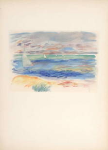 Pierre-Auguste Renoir (After)- Marine: Artist: Pierre-Auguste Renoir(After) Title: Marine Year: 1948 Dimensions: 6.5in. by 10.5in. Edition: 55 from the edition of 250 reserved for Shoman Art Company of Long Island