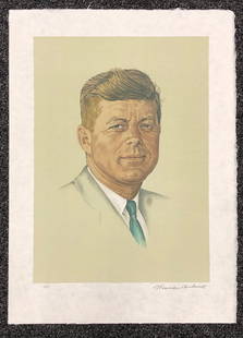 Norman Rockwell - Portrait of John F. Kennedy: Artist: Norman Rockwell Title: Portrait of John F. Kennedy Year: 1976 Dimensions: 15 3/4in. by 11 7/8in. Edition: Artist Proof from the rare limited edition of 2500