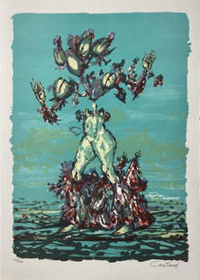 Lucien Coutaud - Quatre Mille Nuits: Artist: Lucien CoutaudTitle: Quatre Mille NuitsYear: 1968Dimensions: 14.5in. by 11in.Edition: Numbered from the rare limited edition of 190Publisher: CLVB DV LVRESuite: Variations sur LamourMedium: