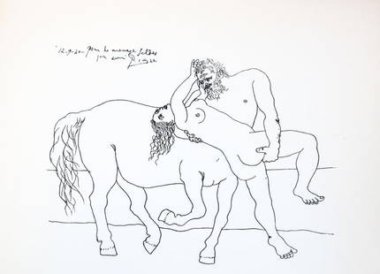 Pablo Picasso - Untitled (After): Artist: Pablo PicassoTitle: UntitledDimensions: 6in. by 4in.Edition: From the rare limited edition Suite: Pablo Picasso by Eugenio D'OrsMedium: Lithograph on paperCondition: ExcellentSignature
