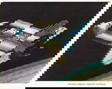 NASA - Shuttle Orbiter Carrying Spacelab: Artist: NASATitle: Shuttle Orbiter Carrying SpacelabYear: 1975Dimensions: 10in. by 8in.Weight: 0Edition: From the Rare Limited EditionPublisher: U.S. Government Printing OfficeMedium: Offset