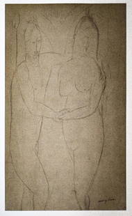 Amedeo Modigliani - Untitled portrait of a Man (After): Artist: Amedeo Modigliani Title: Untitled portrait of a Man with a Woman Year: 1959 Dimensions: 22.25in. by 17.75in. Edition: From the rare limited edition 750 Publ