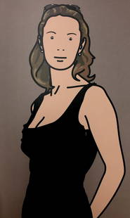 Julian Opie - Monique with evening dress: Artist: Julian Opie Title: Monique with evening dress Year: 2005 Dimensions: 15.5in. by 11.5in. Edition: From the limited edition of 250 Publisher: Alan Cristea