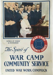 Vintage Poster - The Spirit of War Original WWI Ad: Artist: Vintage Poster Title: The Spirit of War Original WWI Ad Year: 1957 Dimensions: 20in. by 30in. Medium: Lithograph on Paper Attached to Linen Condition: A