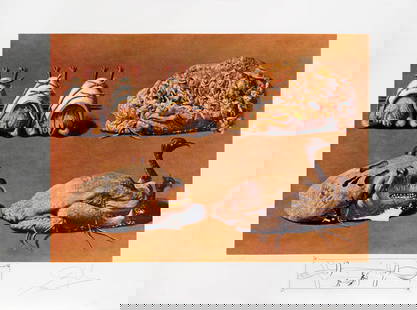 Salvador Dali - Princely Plier Caprices: Artist: Salvador DaliTitle: Princely Plier Caprices Year: 1971Dimensions: 22in. by 29.5in.Edition: From the rare limited edition of 395Suite: Les Diners de GalaMedium: Color lithograph on Rives