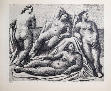 Pablo Picasso - Baigneuses: Artist: Pablo PicassoTitle: BaigneusesDimensions: 8.5in. by 11in.Edition: From the rare limited edition Suite: Pablo Picasso by Eugenio D'OrsMedium: Lithograph on paperCondition: ExcellentSignature