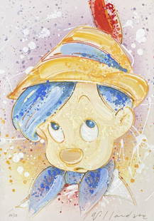 David Willardson - Pinocchio: Artist: David WillardsonTitle: PinocchioDimensions: 10 1/2in. by 15 1/4in.Edition: Numbered from the rare limited of edition of 25Medium: Original Hand Embellished Serigraph on Deckle Edged