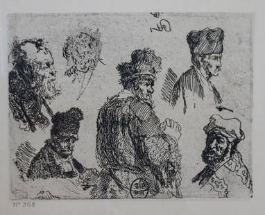 Rembrandt van Rijn (after) - Peasants: Artist: Rembrandt van Rijn (after) Title: Peasants Year: 1880 Dimensions: 3.5in. by 4.5in. Edition: From the rare limited edition Medium: Original heliogravure
