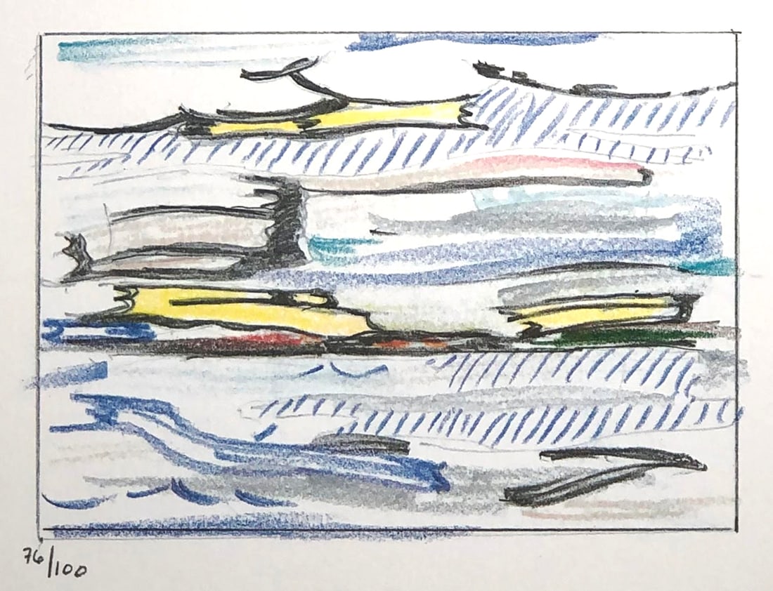 Roy Lichtenstein - Seascape: Artist: Roy Lichtenstein Title: Seascape Year: 1986 Dimensions: 10.25in. by 7.5in. Edition: From the rare limited edition of 100 Publisher: Harry N. Abrams New