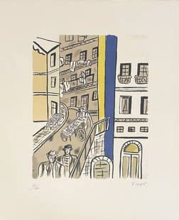 Fernand Leger - La Rue: Artist: Fernand LegerTitle: La RueYear: 1959Dimensions: 19 3/4 x 25 3/4 in.Edition: Numbered from the rare limited edition of 180Publisher: Teriade, ParisSuite: La VilleMedium: Original lithograph in