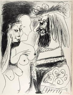 Pablo Picasso - Le Vieux Roi: Artist: Pablo PicassoTitle: Le Vieux RoiYear: 1959Dimensions: 25.5in. by 19.75in.Edition: from the limited edition of 1000Medium: Original lithograph on Arches paperCondition: ExcellentSignature