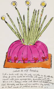 Andy Warhol - Salade de alf Landon (from Wild Raspberries): Artist: Andy WarholTitle: Salade de alf Landon (from Wild Raspberries)Year: 1959Dimensions: 17 1/2 x 11 1/4 in.Edition: from the limited edition of unknown sizeSuite: Wild RaspberriesMedium: Offset