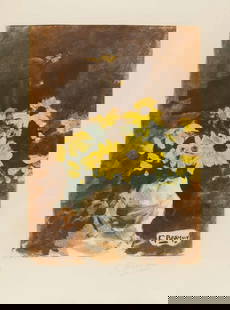 Georges Braque - Vase de Fleurs Jaunes: Artist: Georges BraqueTitle: Vase de Fleurs Jaunes Year: c. 1955Dimensions: 19 1/4in. by 13 3/4in.Edition: From the rare limited edition of 300Publisher: Paris MaeghtMedium: Original aquatint printed